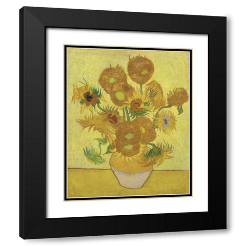 Van Gogh Sunflowers IV Black Modern Wood Framed Art Print with Double Matting by Van Gogh, Vincent