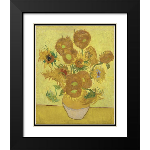 Van Gogh Sunflowers IV Black Modern Wood Framed Art Print with Double Matting by Van Gogh, Vincent