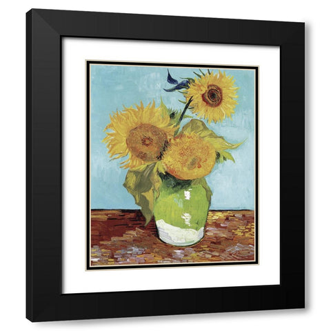 Van Gogh Sunflowers V Black Modern Wood Framed Art Print with Double Matting by Van Gogh, Vincent