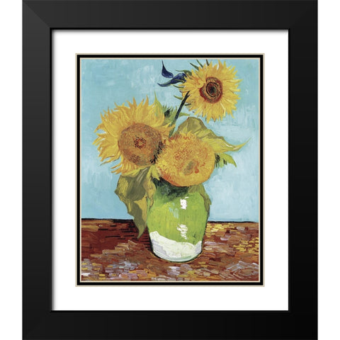 Van Gogh Sunflowers V Black Modern Wood Framed Art Print with Double Matting by Van Gogh, Vincent