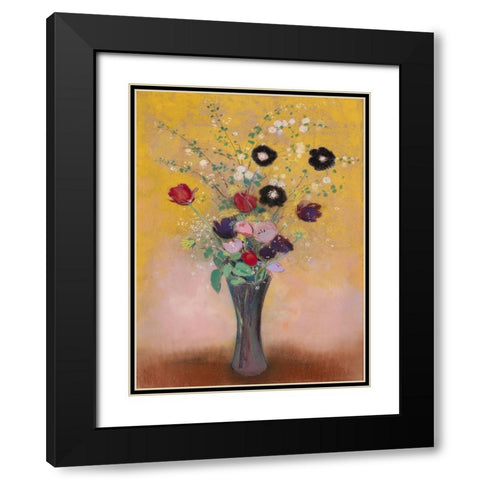 Redon Still Life II Black Modern Wood Framed Art Print with Double Matting by Redon, Odilon