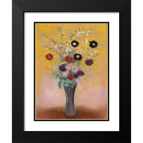 Redon Still Life II Black Modern Wood Framed Art Print with Double Matting by Redon, Odilon