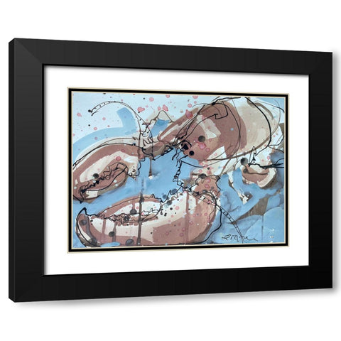 Lobster on Blue I Black Modern Wood Framed Art Print with Double Matting by Ferrell, Erin McGee