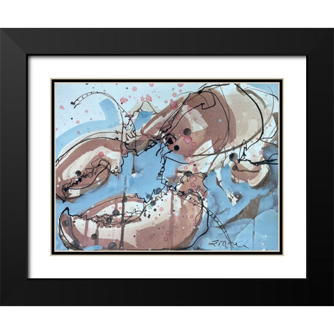 Lobster on Blue I Black Modern Wood Framed Art Print with Double Matting by Ferrell, Erin McGee