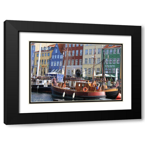 Copenhagan Nyhavn I Black Modern Wood Framed Art Print with Double Matting by Lind, Suzan