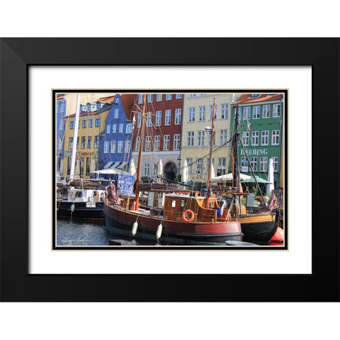 Copenhagan Nyhavn I Black Modern Wood Framed Art Print with Double Matting by Lind, Suzan