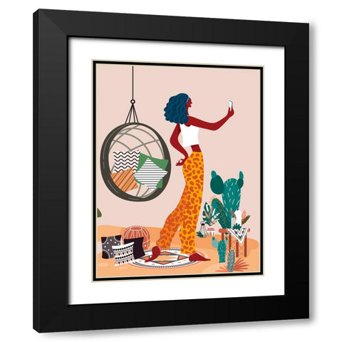 Boho Girl II Black Modern Wood Framed Art Print with Double Matting by Arctic Frame