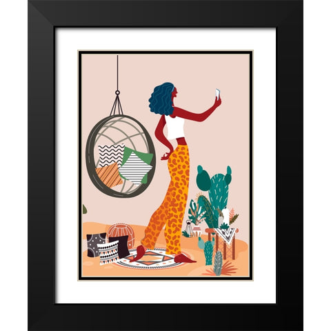 Boho Girl II Black Modern Wood Framed Art Print with Double Matting by Arctic Frame