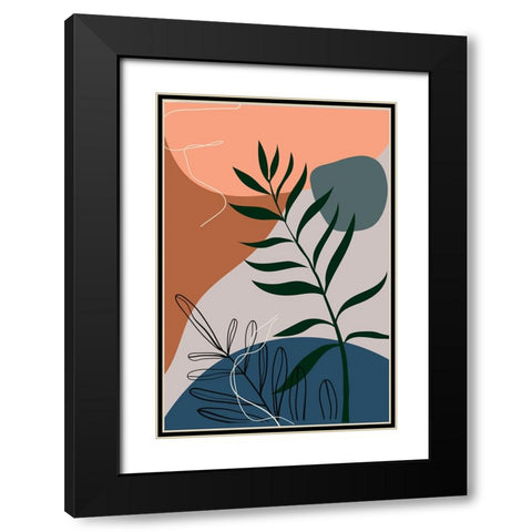 Boho Leaves I Black Modern Wood Framed Art Print with Double Matting by Arctic Frame