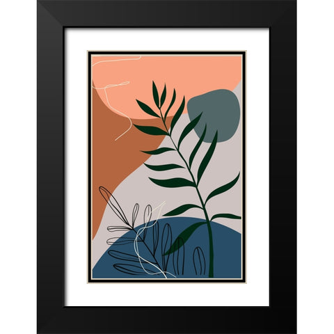 Boho Leaves I Black Modern Wood Framed Art Print with Double Matting by Arctic Frame