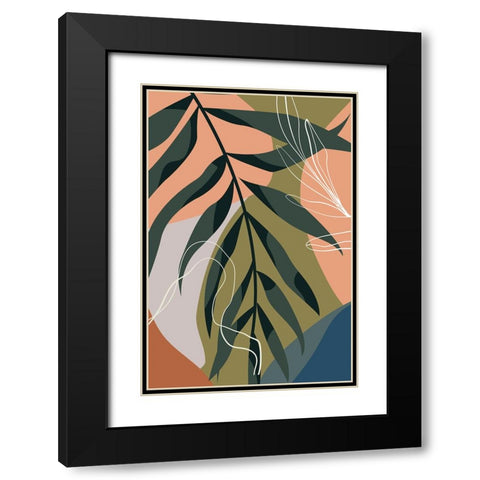 Boho Leaves II Black Modern Wood Framed Art Print with Double Matting by Arctic Frame