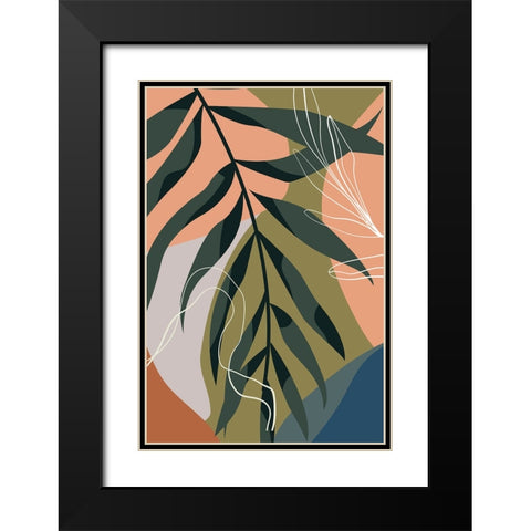 Boho Leaves II Black Modern Wood Framed Art Print with Double Matting by Arctic Frame
