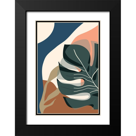 Boho Leaves III Black Modern Wood Framed Art Print with Double Matting by Arctic Frame