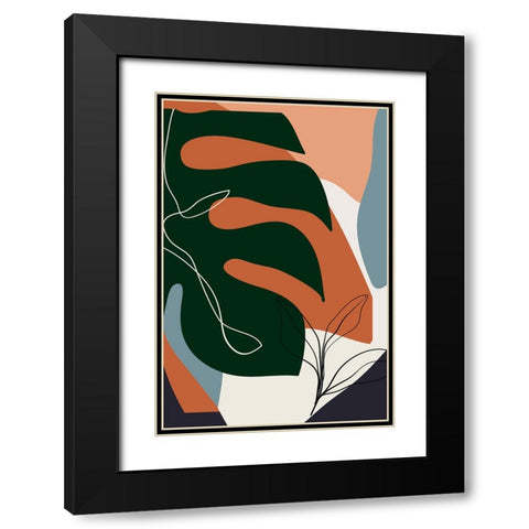 Boho Leaves IV Black Modern Wood Framed Art Print with Double Matting by Arctic Frame
