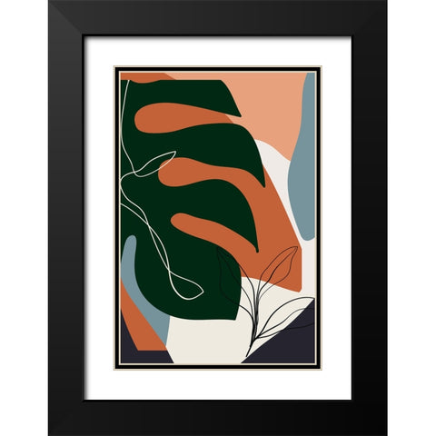 Boho Leaves IV Black Modern Wood Framed Art Print with Double Matting by Arctic Frame