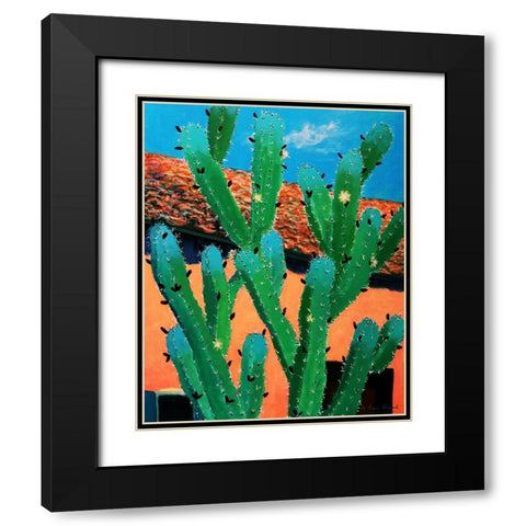 Blue Flame Cactus in Spring Black Modern Wood Framed Art Print with Double Matting by Bonaparte, Diane