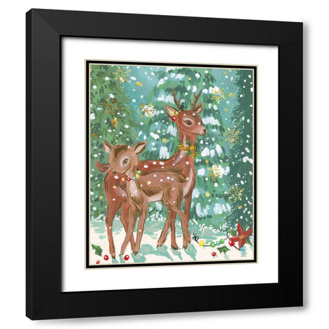 Doe and Fawn II Black Modern Wood Framed Art Print with Double Matting by Wang, Melissa