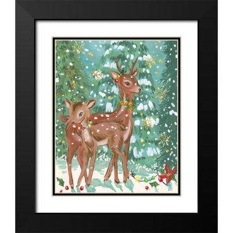 Doe and Fawn II Black Modern Wood Framed Art Print with Double Matting by Wang, Melissa