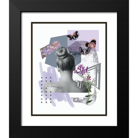 A Unique Butterfly I Black Modern Wood Framed Art Print with Double Matting by Wang, Melissa