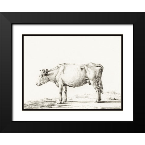Bernard Cow Sketch II Black Modern Wood Framed Art Print with Double Matting by Bernard, Jean