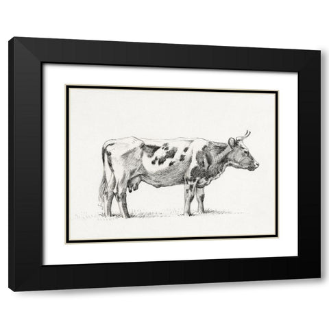 Bernard Cow Sketch III Black Modern Wood Framed Art Print with Double Matting by Bernard, Jean