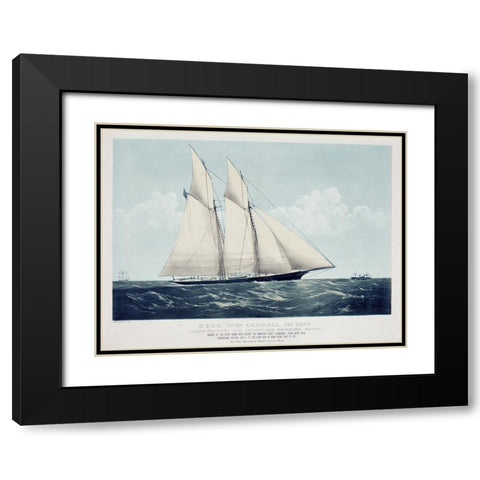 Antique Yachts I Black Modern Wood Framed Art Print with Double Matting by Vision Studio