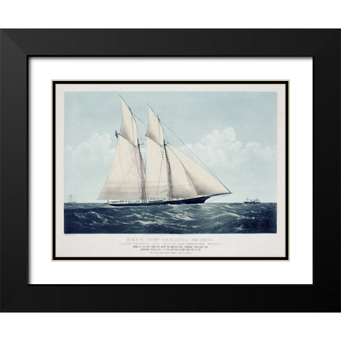 Antique Yachts I Black Modern Wood Framed Art Print with Double Matting by Vision Studio