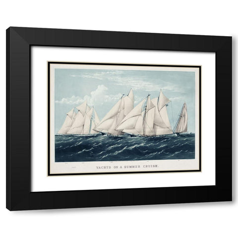 Antique Yachts III Black Modern Wood Framed Art Print with Double Matting by Vision Studio