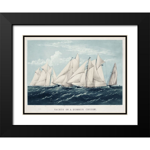 Antique Yachts III Black Modern Wood Framed Art Print with Double Matting by Vision Studio