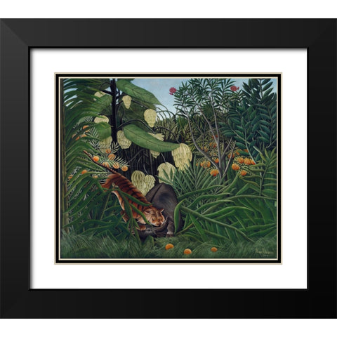Rousseaus Jungle I Black Modern Wood Framed Art Print with Double Matting by Rousseau, Henri