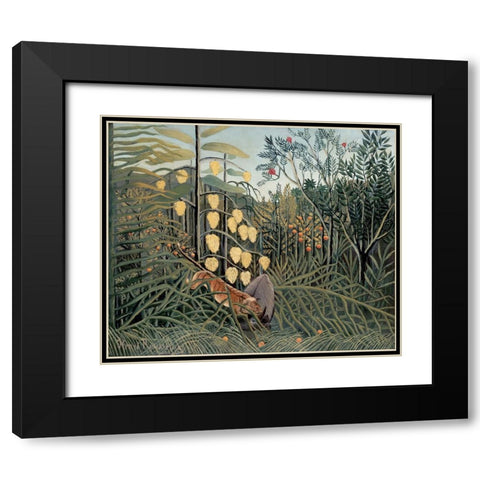 Rousseaus Jungle II Black Modern Wood Framed Art Print with Double Matting by Rousseau, Henri