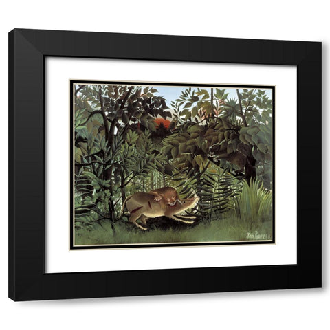 Rousseaus Jungle IV Black Modern Wood Framed Art Print with Double Matting by Rousseau, Henri