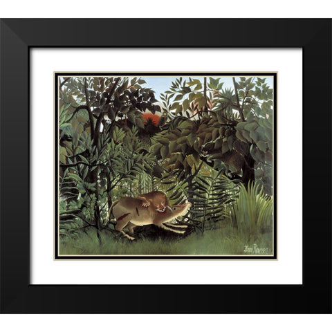 Rousseaus Jungle IV Black Modern Wood Framed Art Print with Double Matting by Rousseau, Henri