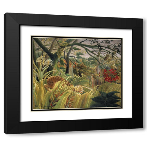 Rousseaus Jungle V Black Modern Wood Framed Art Print with Double Matting by Rousseau, Henri