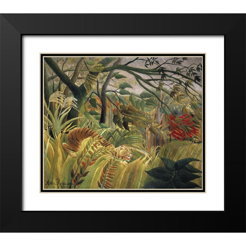 Rousseaus Jungle V Black Modern Wood Framed Art Print with Double Matting by Rousseau, Henri