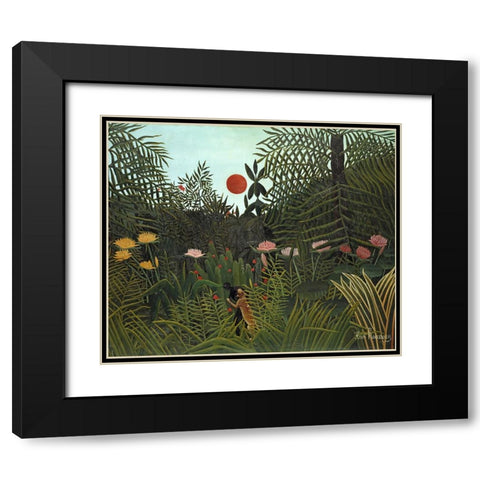 Rousseaus Jungle VI Black Modern Wood Framed Art Print with Double Matting by Rousseau, Henri