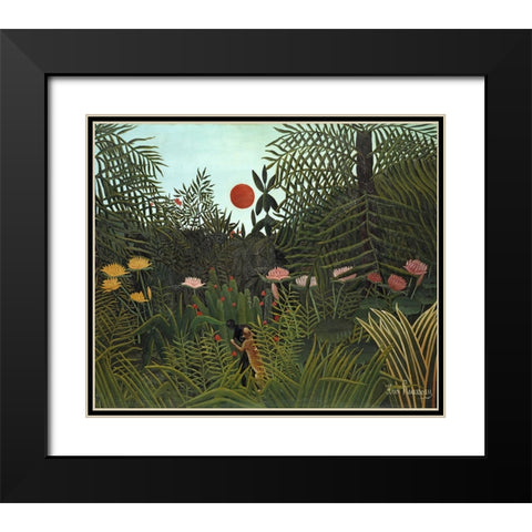 Rousseaus Jungle VI Black Modern Wood Framed Art Print with Double Matting by Rousseau, Henri
