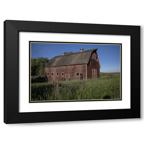 Rustic Palouse Barn II Black Modern Wood Framed Art Print with Double Matting by Drost, David