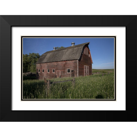 Rustic Palouse Barn II Black Modern Wood Framed Art Print with Double Matting by Drost, David