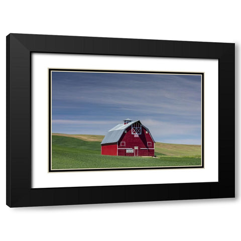Red Palouse Barn I Black Modern Wood Framed Art Print with Double Matting by Drost, David