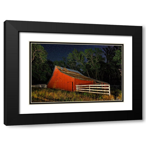 Red Burn at Night Black Modern Wood Framed Art Print with Double Matting by Drost, David