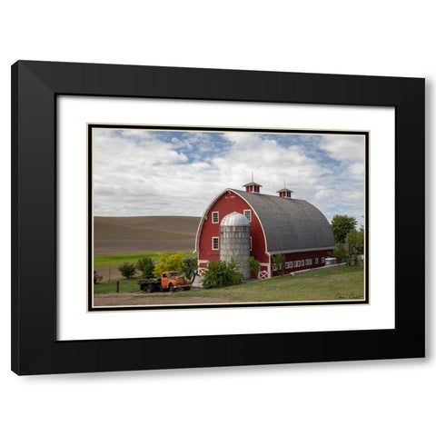 Truck and Palouse Barn Black Modern Wood Framed Art Print with Double Matting by Drost, David