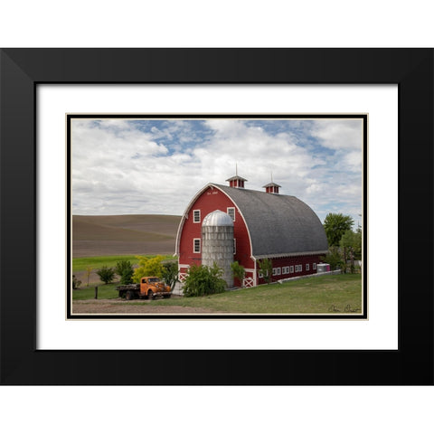Truck and Palouse Barn Black Modern Wood Framed Art Print with Double Matting by Drost, David