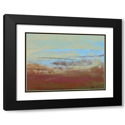 Abstract Magenta Horizon I Black Modern Wood Framed Art Print with Double Matting by Gordon, Sharon