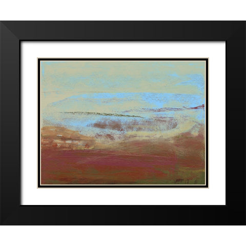 Abstract Magenta Horizon I Black Modern Wood Framed Art Print with Double Matting by Gordon, Sharon