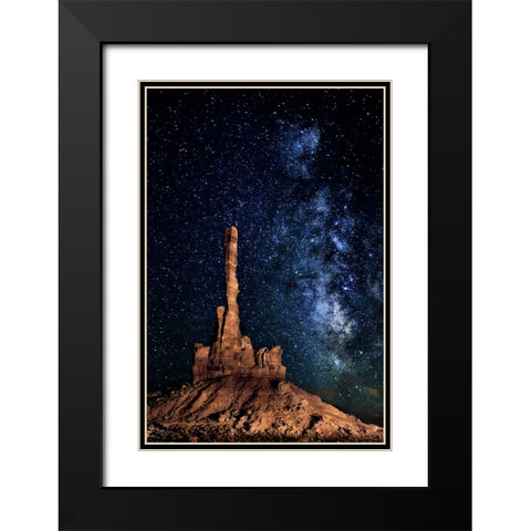 A Totem Pole Night Sky Black Modern Wood Framed Art Print with Double Matting by Drost, David
