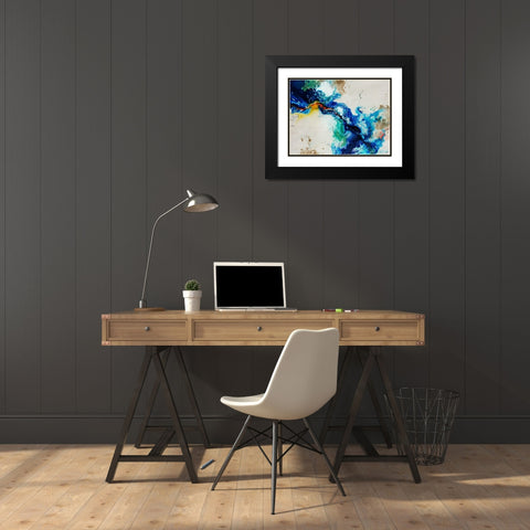 Animated Flow II Black Modern Wood Framed Art Print with Double Matting by Drotar, Rikki