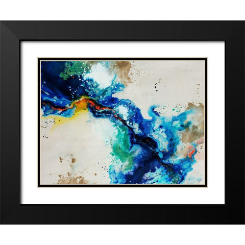 Animated Flow II Black Modern Wood Framed Art Print with Double Matting by Drotar, Rikki