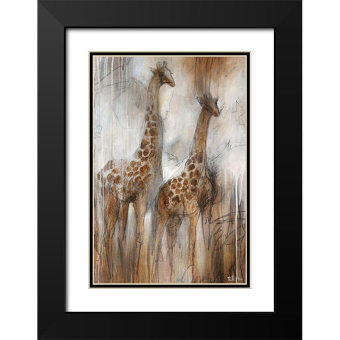 Giraffe Study Black Modern Wood Framed Art Print with Double Matting by Drotar, Rikki