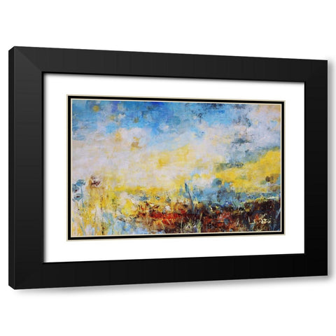 Teal Fields Black Modern Wood Framed Art Print with Double Matting by Maas, Jodi